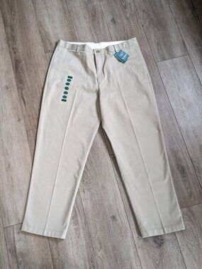 NWT LL Bean Mens Classic Khaki Pants Wrinkle Free Cotton Flat Front Size 36x29
